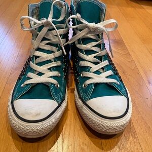 Converse High-Top Studded Teal Sneakers